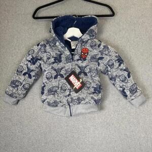 SPIDER-MAN Marvel Kids' Boys Plush Hoodie Jacket Gray Size 4T